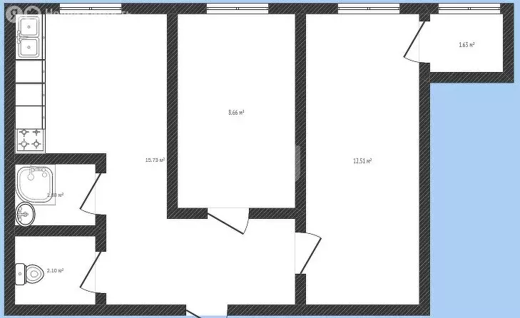 2-комнатная квартира: Ижевск, улица Гагарина, 13 (44 м) - Фото 1