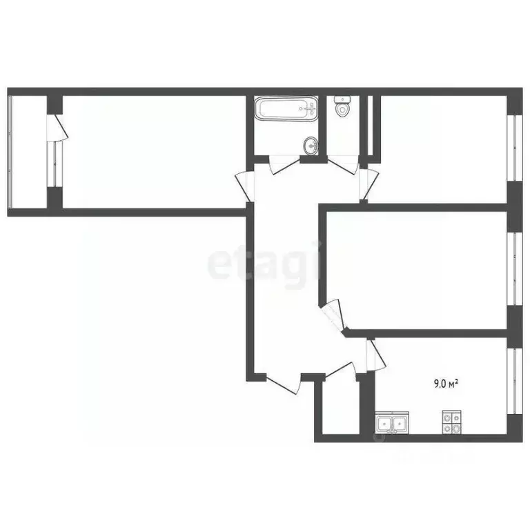 3-к кв. Татарстан, Набережные Челны 52-й комплекс, 13 (66.8 м) - Фото 1