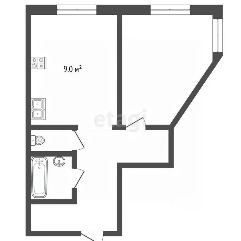 1-к кв. Калужская область, Калуга Московская ул., 65/1 (43.3 м) - Фото 1