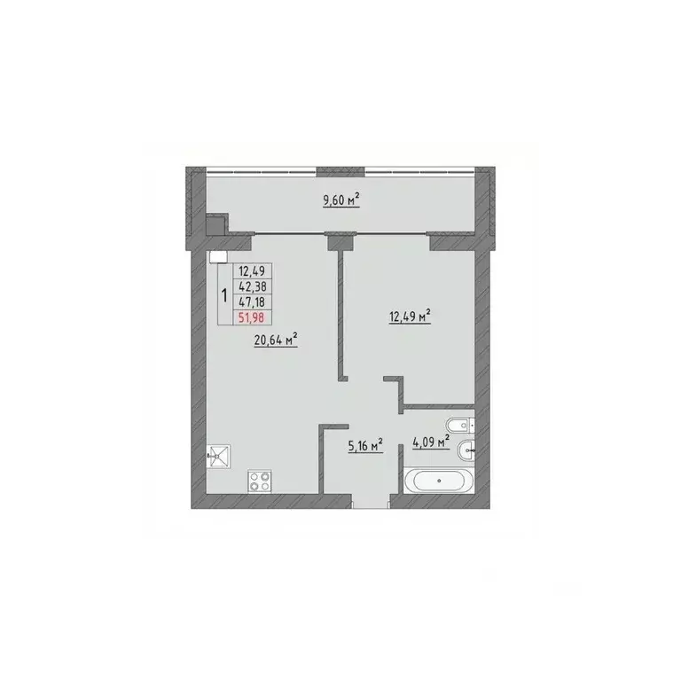 1-к кв. Ивановская область, Иваново Кооперативная ул., 3 (51.98 м) - Фото 1