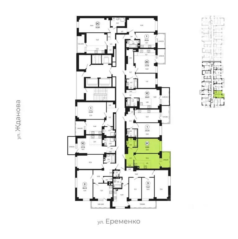 2-к кв. Ростовская область, Ростов-на-Дону ул. Жданова, 31 (41.5 м) - Фото 2