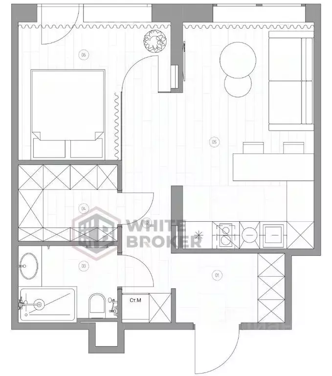 1-к кв. Москва ул. Архитектора Щусева, 2к1 (41.0 м) - Фото 0