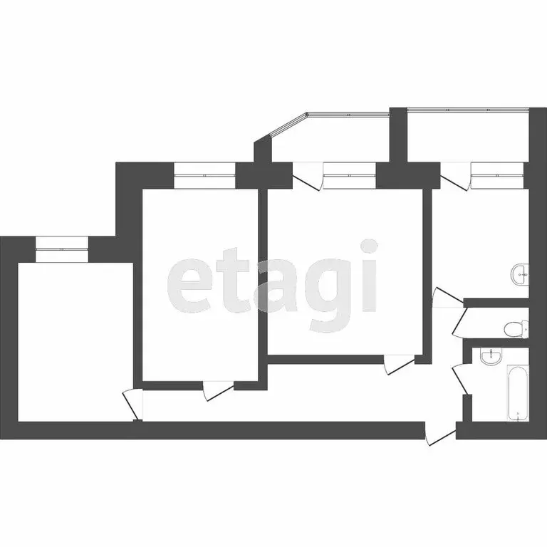 3-комнатная квартира: Томск, улица Войкова, 47/1 (55 м) - Фото 1