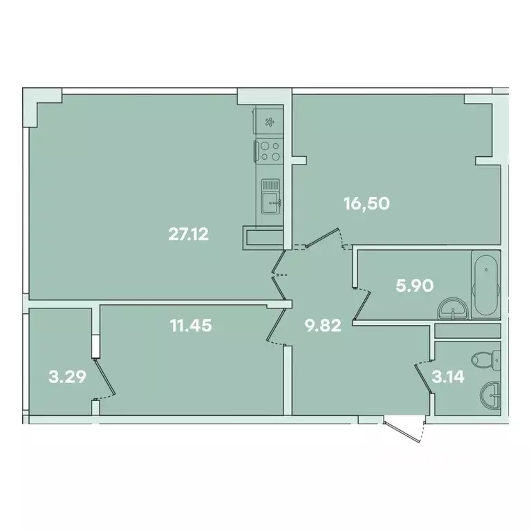 2-к кв. Иркутская область, Иркутск ул. Петрова, 18 (76.39 м) - Фото 1