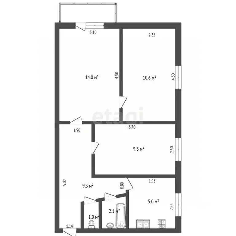 3-к кв. Ростовская область, Батайск ул. Луначарского, 168 (51.3 м) - Фото 2