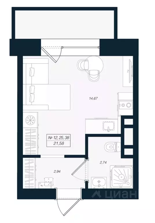Студия Ленинградская область, Выборгский район, Рощино пгт ул. ... - Фото 1