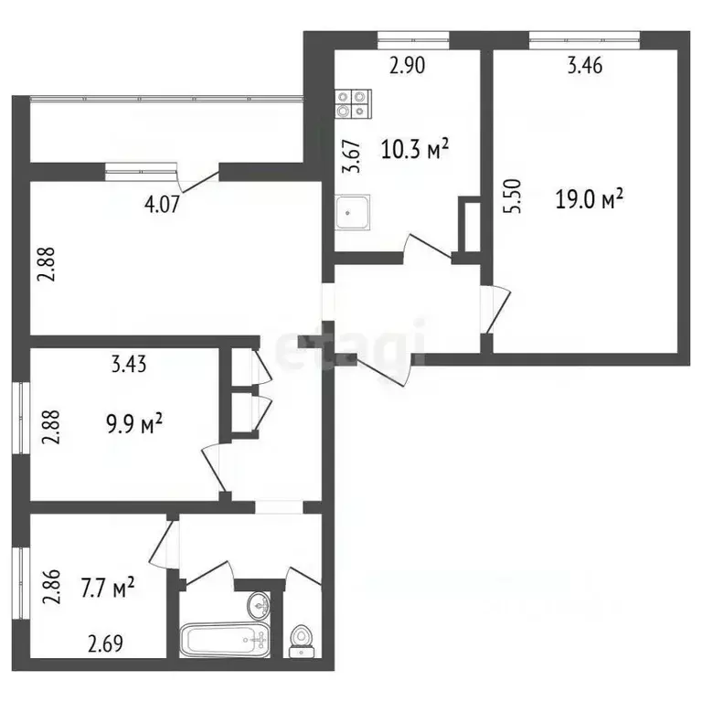 4-к кв. Омская область, Омск ул. Конева, 32/1 (80.8 м) - Фото 1