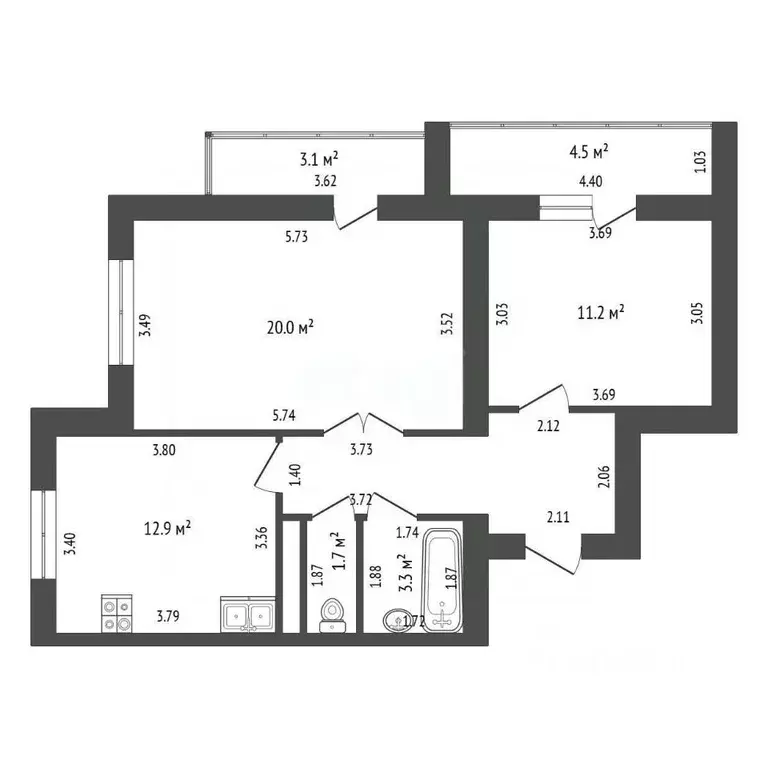 2-к кв. Мордовия, Саранск Севастопольская ул., 19 (58.6 м) - Фото 0