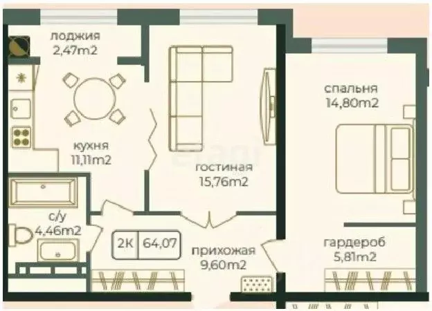2-к кв. Дагестан, Каспийск просп. Акулиничева (67.74 м) - Фото 0