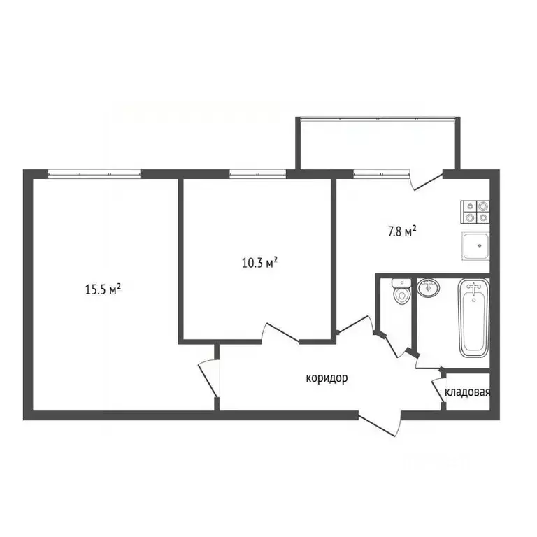 2-к кв. Воронежская область, Воронеж ул. Артамонова, 24 (43.2 м) - Фото 2