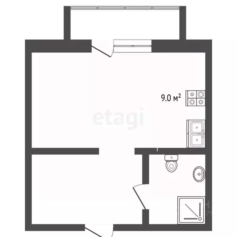 Студия Тюменская область, Тобольск 15-й мкр, 37 (29.3 м) - Фото 2