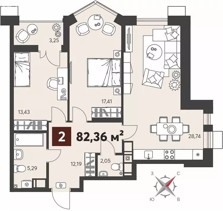 2-комнатная квартира: Пенза, улица Ворошилова, с14 (82.36 м) - Фото 0