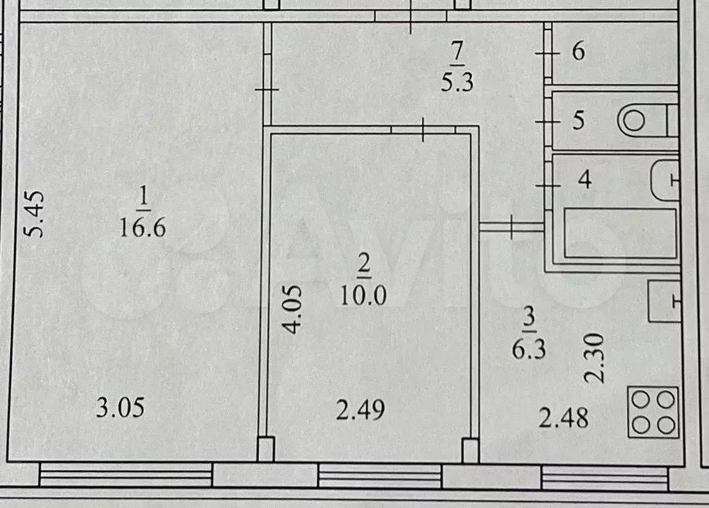 2-к. квартира, 42,6 м, 7/9 эт. - Фото 0