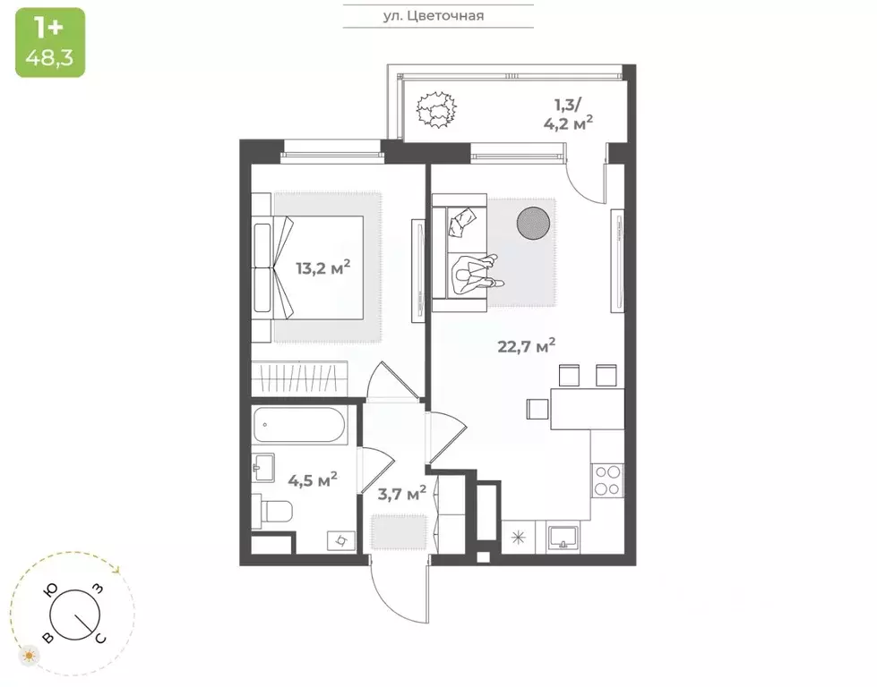 1-к кв. Тверская область, Тверь Соминка мкр,  (45.4 м) - Фото 0