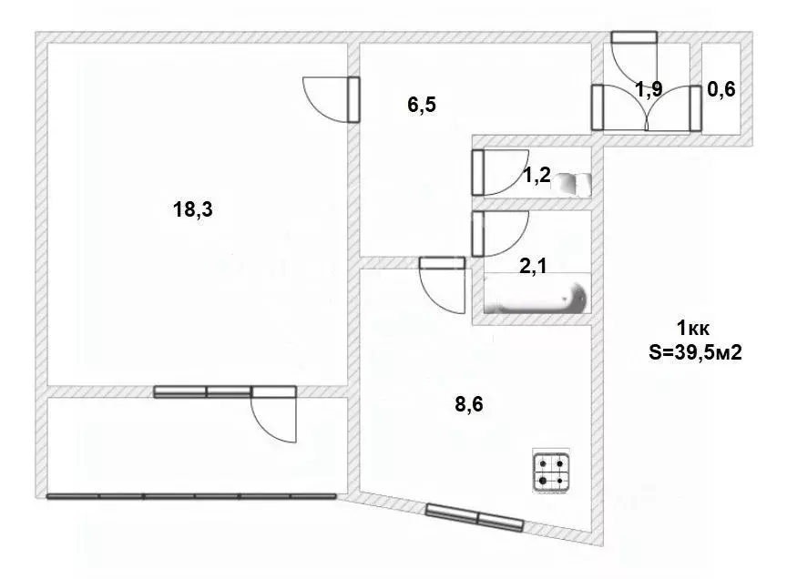 1-к кв. Калининградская область, Калининград ул. Генерала Павлова, 22 ... - Фото 2