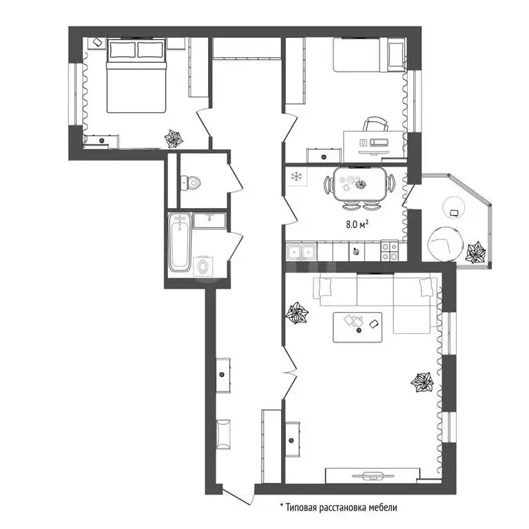 3-комнатная квартира: Тюмень, улица Муравленко, 9 (72.9 м) - Фото 1