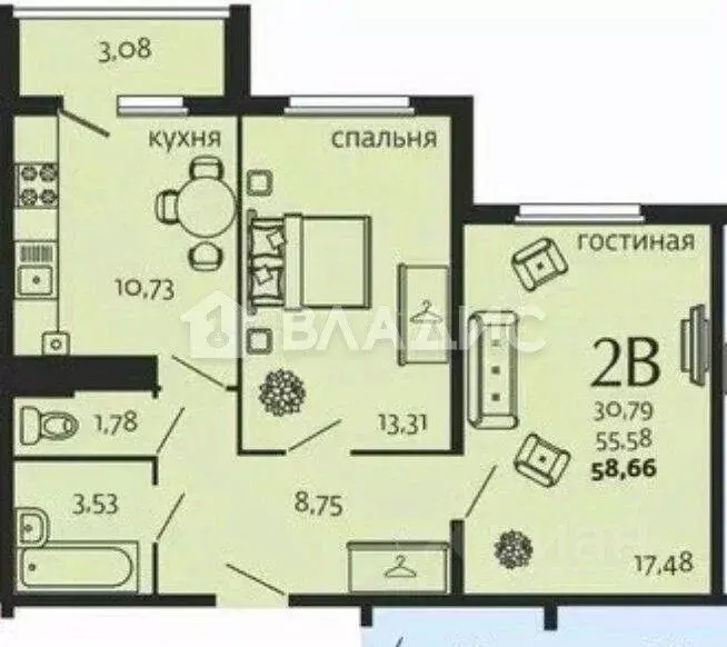 2-к кв. Пензенская область, Пенза ул. Высокая, 10 (55.6 м) - Фото 1