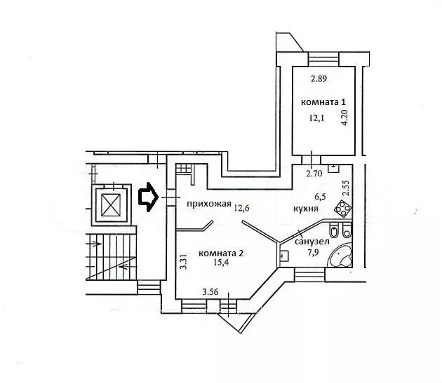 2-к. квартира, 54,5 м, 3/9 эт. - Фото 0