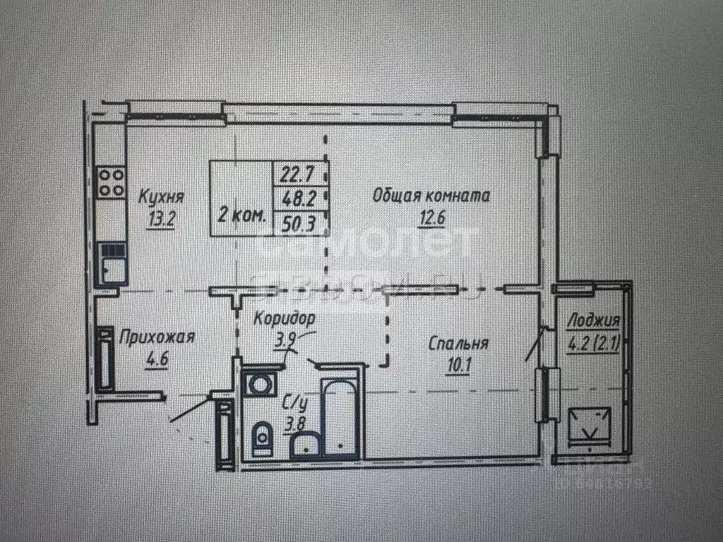 2-к кв. Алтайский край, Барнаул ул. Смирнова, 1А (50.3 м) - Фото 1
