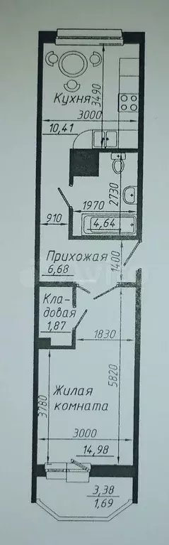2-к. квартира, 38,6 м, 2/17 эт. - Фото 0