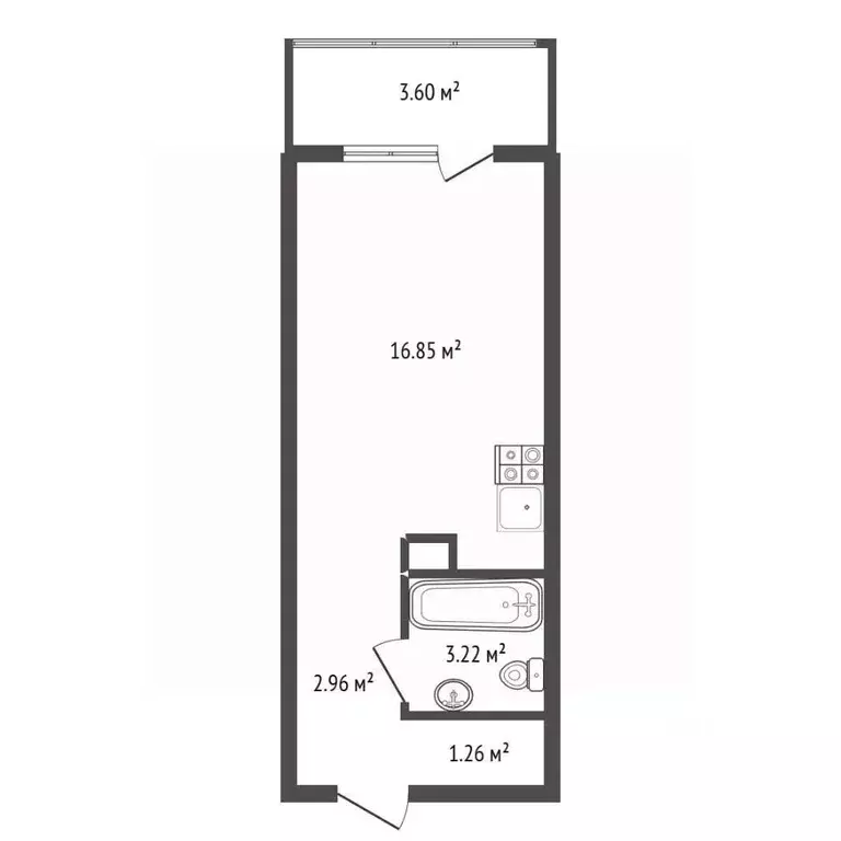 Студия Воронежская область, Воронеж ул. Гаршина, 25к2 (23.5 м) - Фото 1