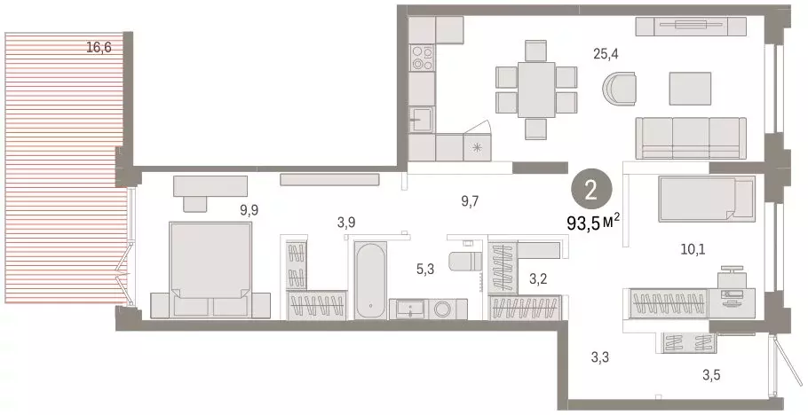 3-комнатная квартира: Тюмень, улица Республики, 205к2 (93.4 м) - Фото 2