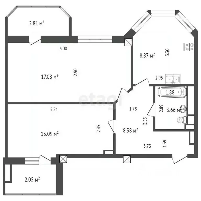 3-к кв. Ростовская область, Батайск Огородная ул., 84к4 (60.0 м) - Фото 1