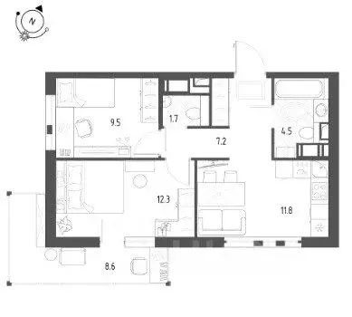 2-к кв. Санкт-Петербург пос. Шушары, ул. Чудовская, 14к1 (50.0 м) - Фото 1
