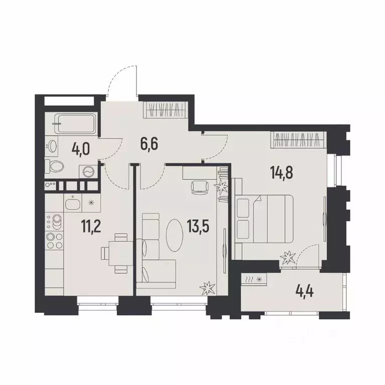 2-к кв. Пермский край, Пермь Ераничи мкр,  (52.3 м) - Фото 1