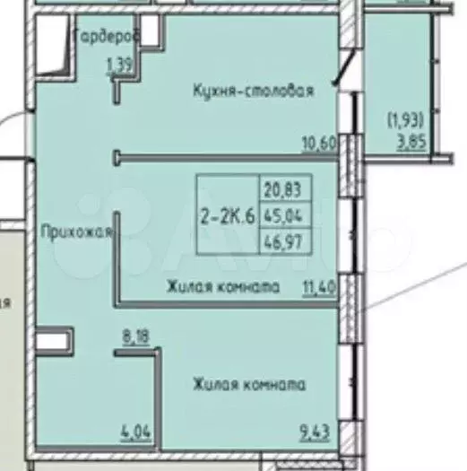 2-к. квартира, 47 м, 6/8 эт. - Фото 0