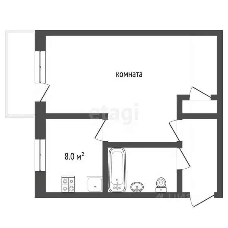 1-к кв. Кемеровская область, Киселевск пер. 1 Мая, 4А (31.3 м) - Фото 1
