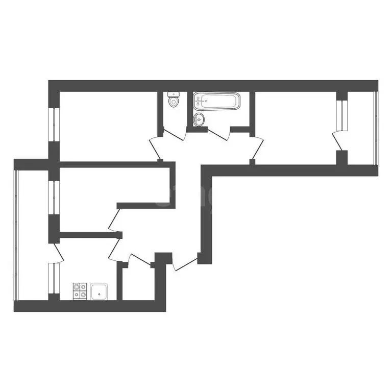 3-комнатная квартира: Благовещенск, улица Калинина, 41 (64.9 м) - Фото 0