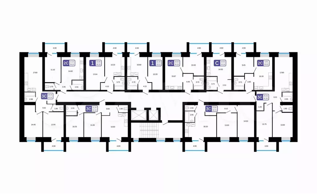 2-к. квартира, 64,6 м, 5/9 эт. - Фото 1