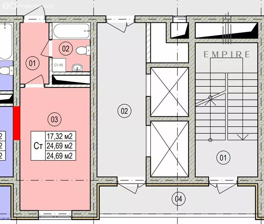 Квартира-студия: Грозный, проспект Мохаммеда Али, 18 (24.69 м) - Фото 1