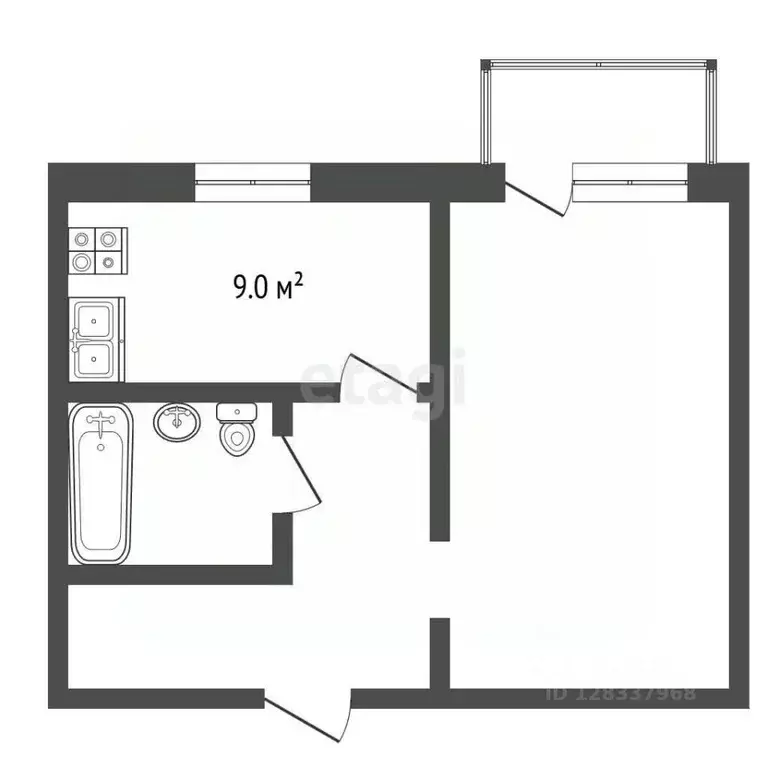 1-к кв. Пермский край, Чернушка бул. Генерала Куприянова, 8А (33.0 м) - Фото 2