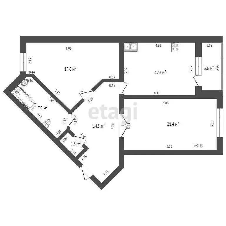 2-комнатная квартира: Стерлитамак, улица Артёма, 102 (81.3 м) - Фото 1
