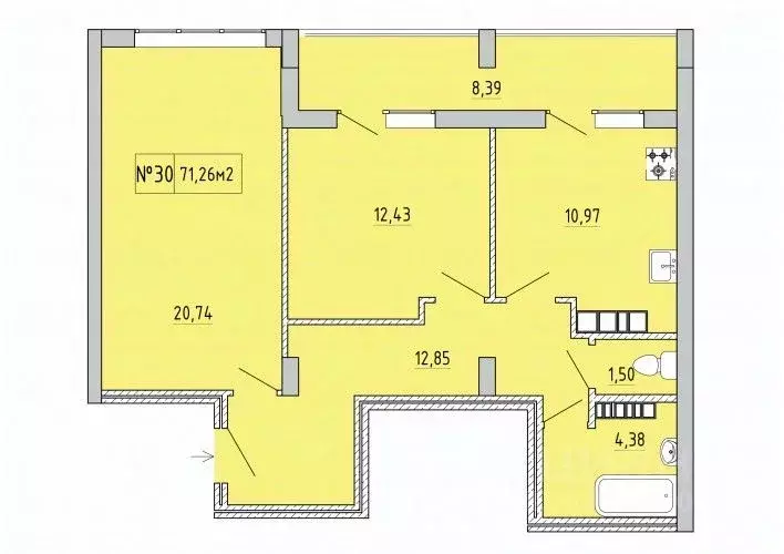 2-к кв. Крым, Феодосия ул. Грина, 43 (71.26 м) - Фото 0