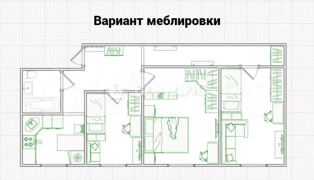 3-к. квартира, 56,4 м, 1/5 эт. - Фото 0
