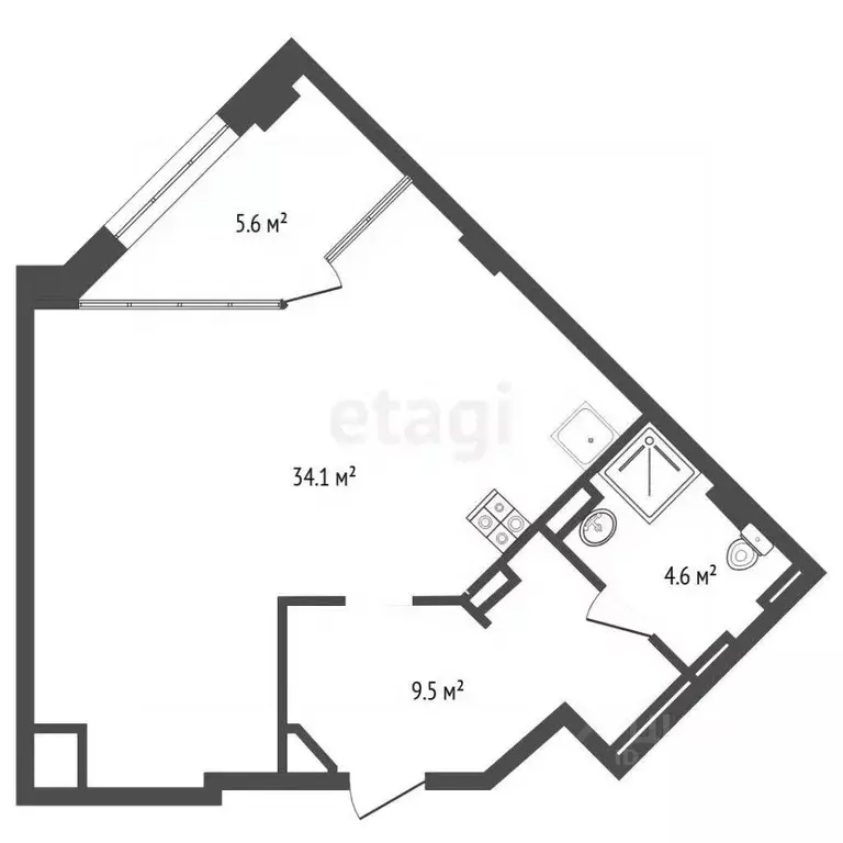 1-к кв. Тюменская область, Тюмень ул. Чернышевского, 2Бк11 (53.8 м) - Фото 1
