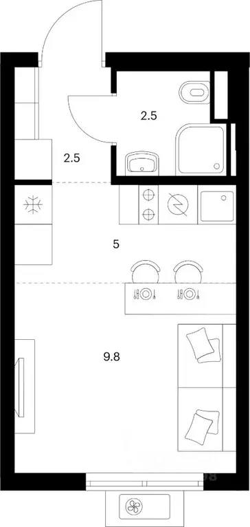 Студия Московская область, Мытищи Яуза Парк жилой комплекс (19.8 м) - Фото 1