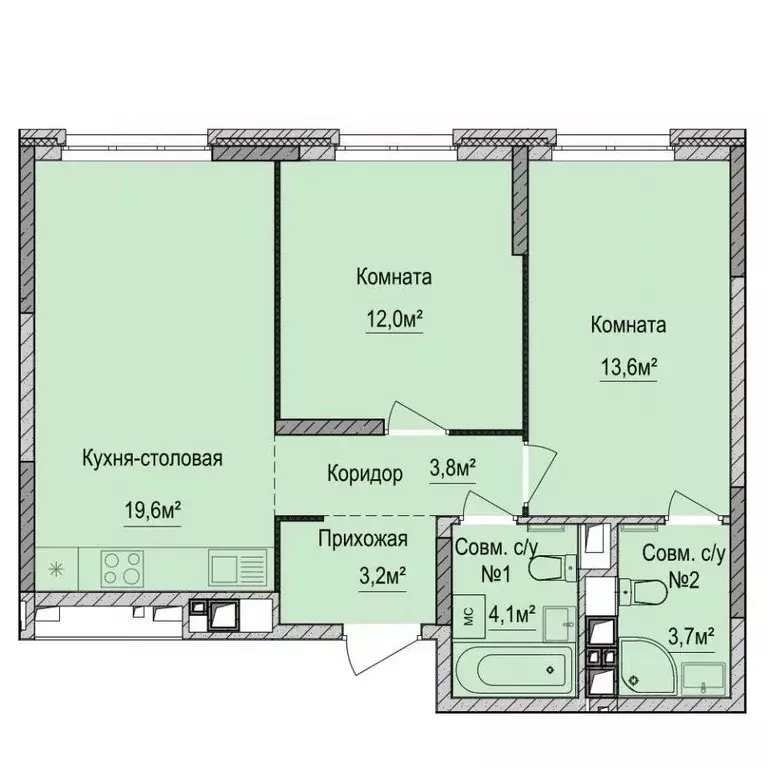 2-к кв. Удмуртия, Ижевск Союзная ул., 8Б (59.5 м) - Фото 1