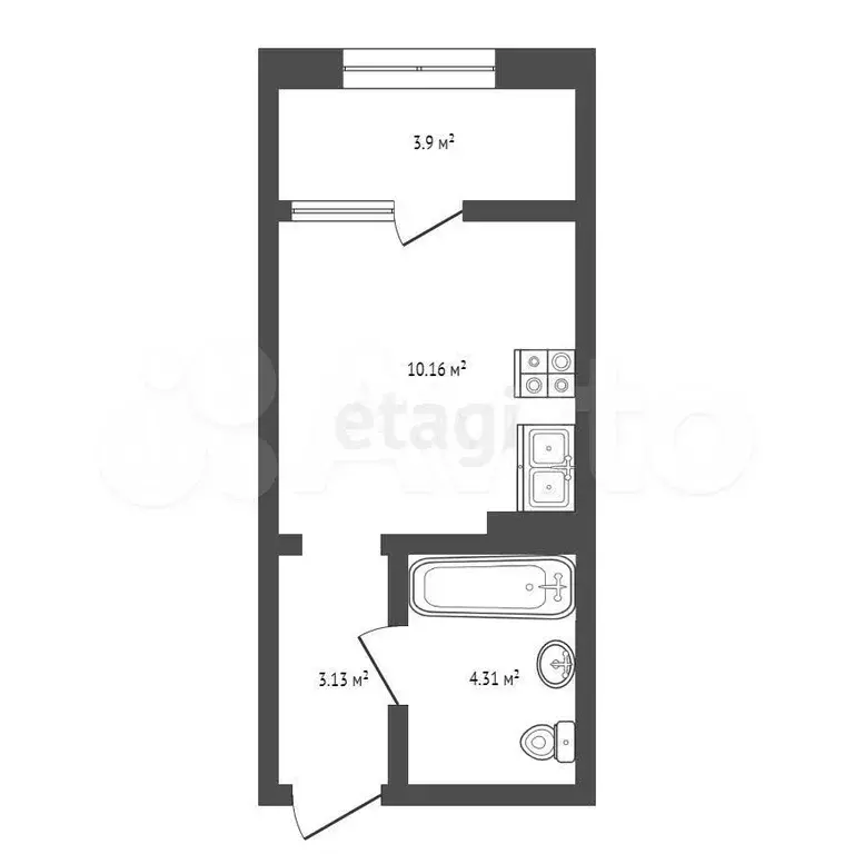 Квартира-студия, 21,5 м, 9/10 эт. - Фото 0