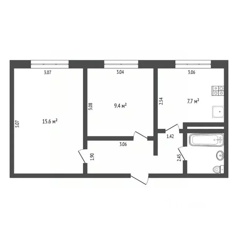 2-к кв. Тюменская область, Тюмень ул. Станционная, 16А (45.2 м) - Фото 1