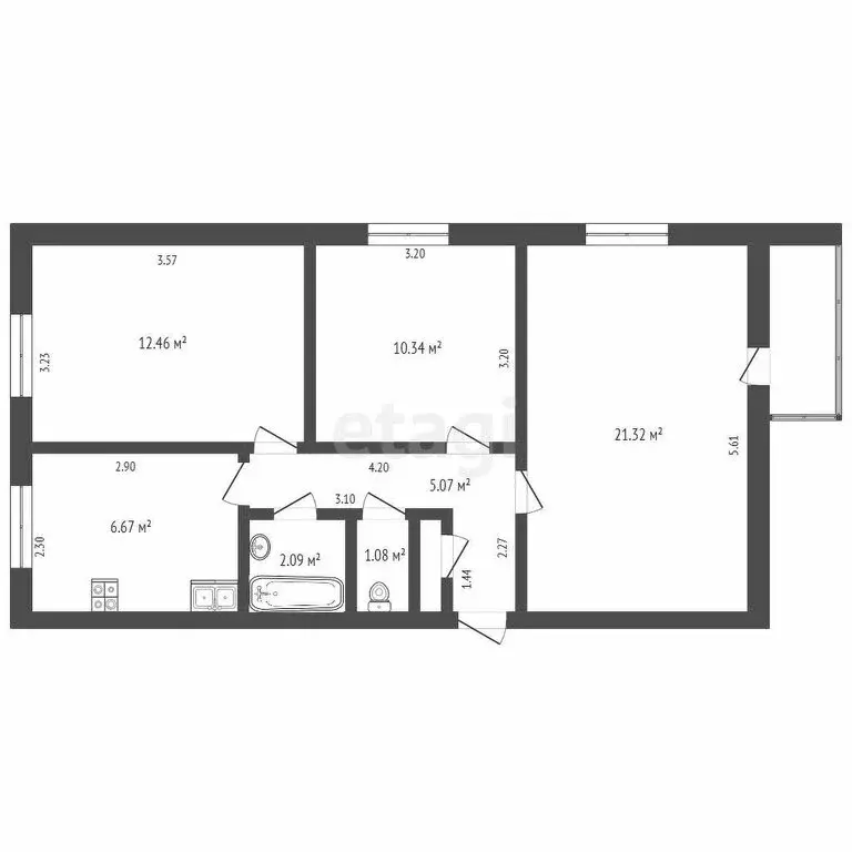 3-комнатная квартира: Ульяновск, проспект Гая, 47 (48.2 м) - Фото 0