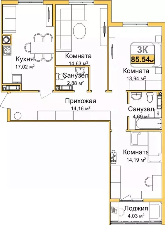 3-к кв. Крым, Симферополь ул. Батурина (83.62 м) - Фото 0