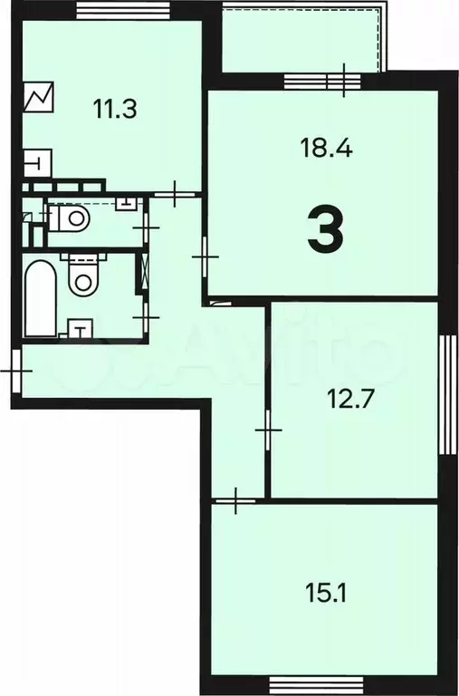 Аукцион: 3-к. квартира, 74,2 м, 2/19 эт. - Фото 1