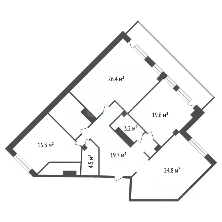 3-к кв. Красноярский край, Красноярск ул. Молокова, 1к3 (124.912 м) - Фото 2