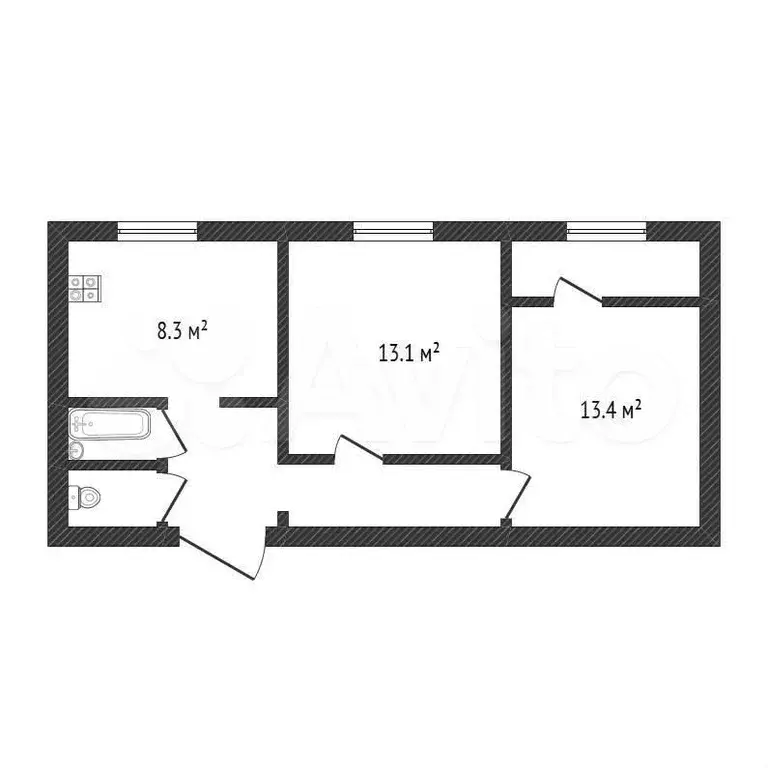 2-к. квартира, 52,1 м, 5/5 эт. - Фото 1