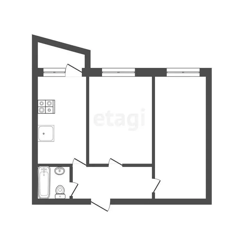 2-комнатная квартира: Тула, Самоварная улица, 3 (50.9 м) - Фото 0