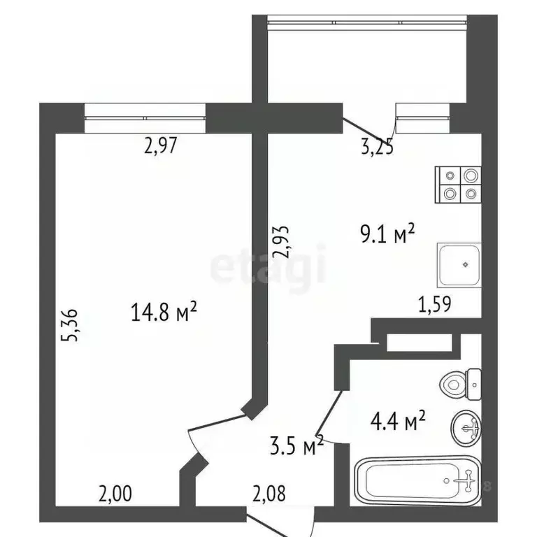 1-к кв. Новосибирская область, Новосибирск Стартовая ул., 1 (32.0 м) - Фото 1
